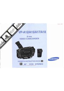 Samsung VP A 12 manual. Camera Instructions.
